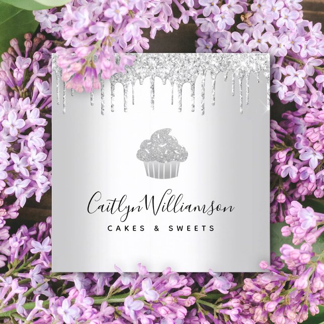 Cupcake Bäckerei Konditorei Koch Slider Glitzer Tr Quadratische Visitenkarte (Von Creator hochgeladen)