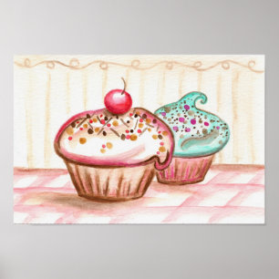 Cupcake-Bäckerei-Küche-Wandkunst-Druck-Dekoration Poster