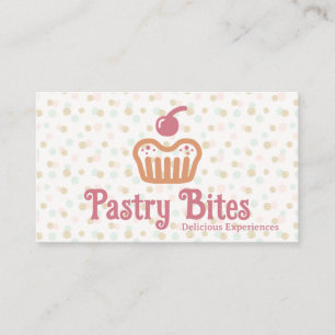 Cupcake-Bäckerei-Logo Tupfenmuster Visitenkarte