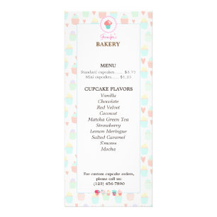 Cupcake Bäckerei Menü Rack Card PASTEL KAWAII