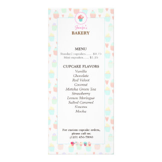 Cupcake Bäckerei Menü Rack Card PASTEL KAWAII