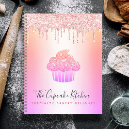 Cupcake Bäckerei Pink Rose Glitzer Rainbow Ombre Notizbuch