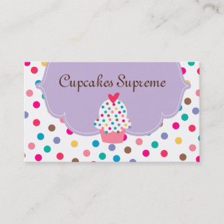Cupcake Bäckerei Polka Dots Lila Herz Visitenkarte