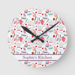 Cupcake Backform Lila Runde Wanduhr