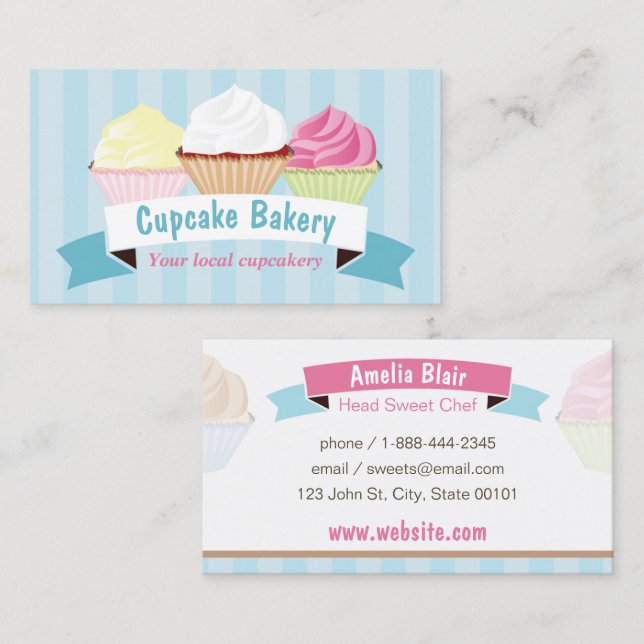 Cupcake Bake Business Card Visitenkarte (Vorne/Hinten)