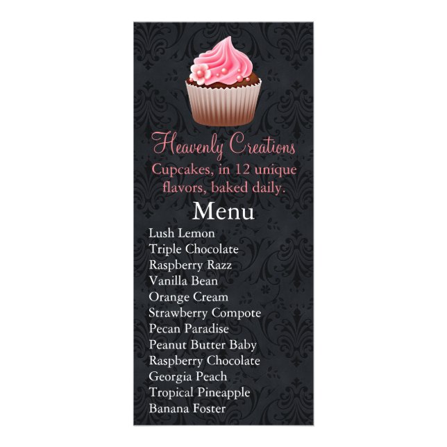 Cupcake Bake Business Menü Rack Card (Vorne)