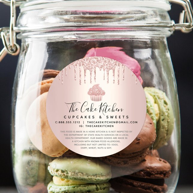 Cupcake Bakeholder Koch Rose Gold Glitzer Tropfen  Runder Aufkleber (Von Creator hochgeladen)