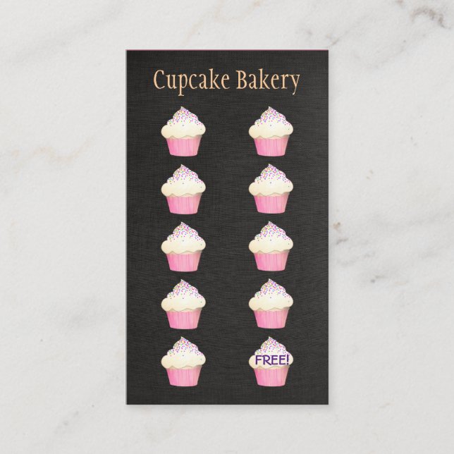 Cupcake Baker Bäckerei Kundenloyalty Punch Treuekarte (Vorderseite)