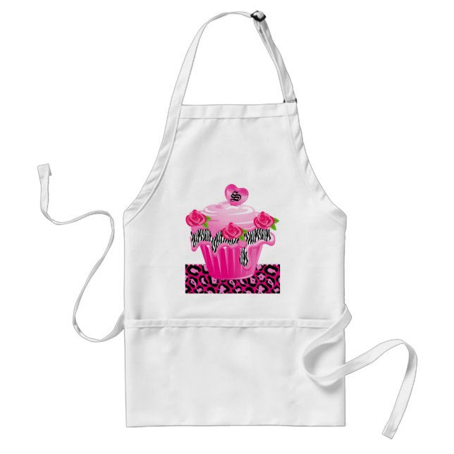 Cupcake Baker’s Apron Cute Pink Black Zebra Rose Schürze (Vorne)