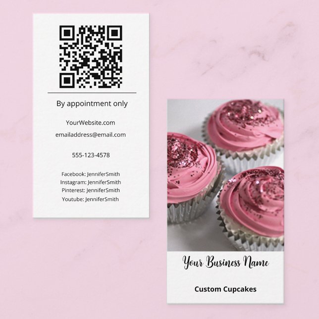 Cupcake Bakery Elegantes Foto Logo Visitenkarte (Von Creator hochgeladen)