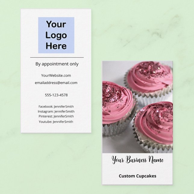 Cupcake Bakery Elegantes Foto Logo Visitenkarte (Von Creator hochgeladen)
