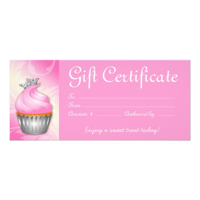 Cupcake Bakery Geschenkgutschein Krone Rosa Werbekarte (Vorne)
