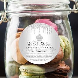 Cupcake Bakery Koch Slider Glitzer Tropfen Recht Runder Aufkleber