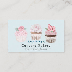 Cupcake Bakery Light Blue Bakery Business Card Visitenkarte