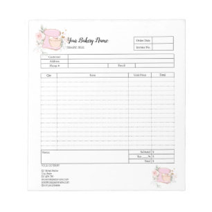 Cupcake Bakery Mixer Bestellformular Notepad Notizblock