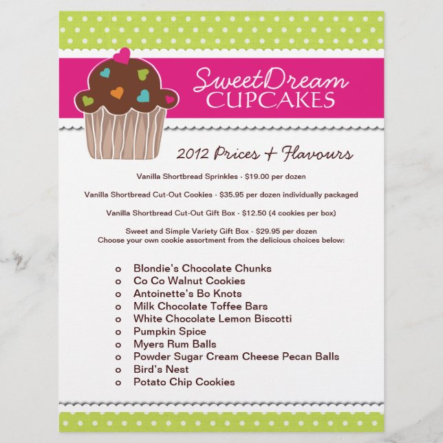Cupcake Bakery Price List Flyer (Vorne)