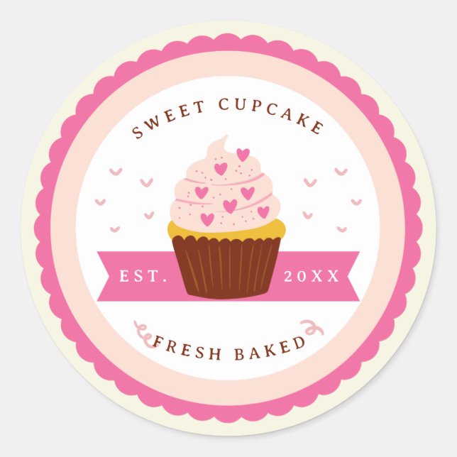Cupcake Bakery Runder Aufkleber (Vorderseite)
