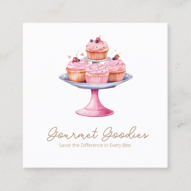Cupcake Bakery Square Business Card Quadratische Visitenkarte (Vorderseite)