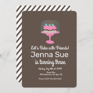 Cupcake Baking 3. Geburtstag Party Kuchen Stand Einladung
