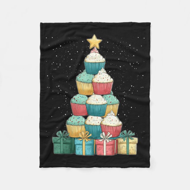 Cupcake Baking Baker Christmas Tree Xmas  Fleecedecke (Vorderseite)