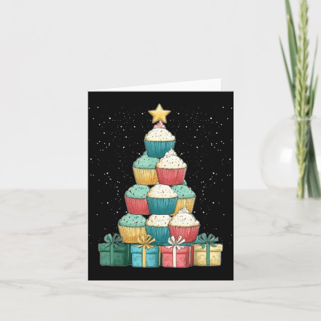 Cupcake Baking Baker Christmas Tree Xmas  Karte (Vorderseite)
