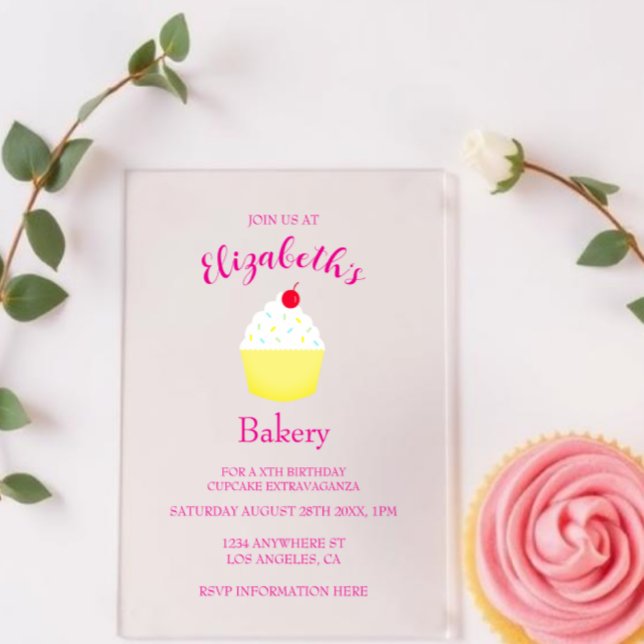 Cupcake Baking Birthday Acryleinladungen (Von Creator hochgeladen)