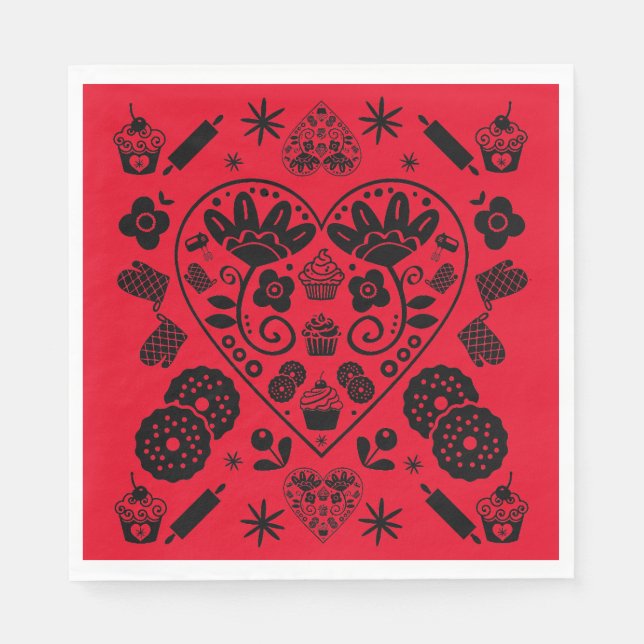 Cupcake Baking Folk Serviette (Vorderseite)