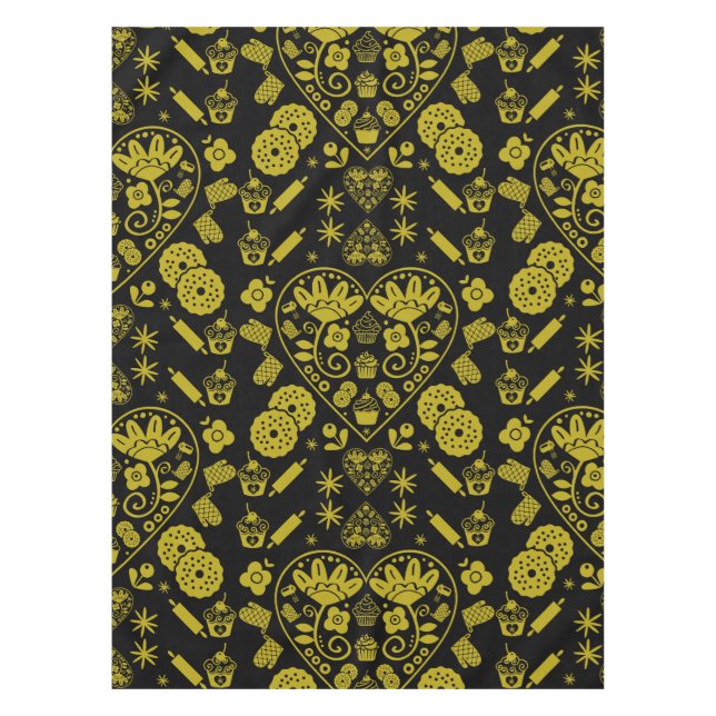 Cupcake Baking Folk Tischdecke (Vorderseite)