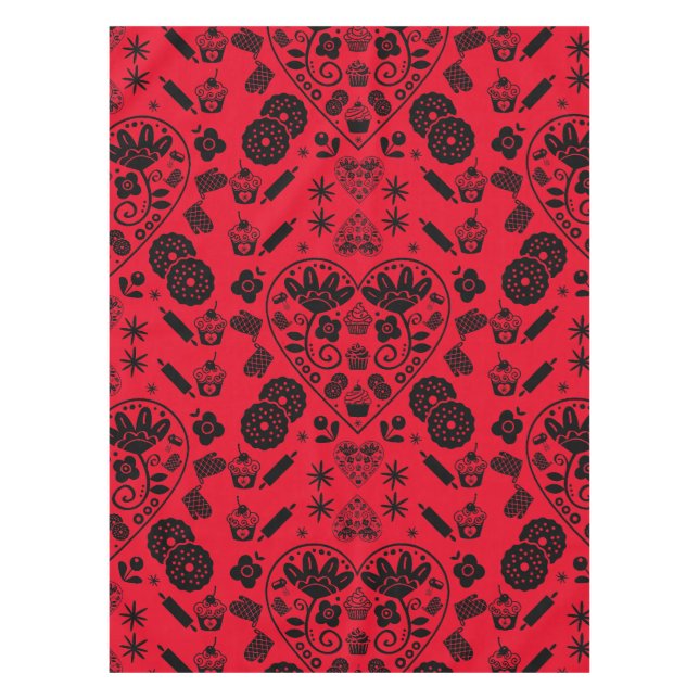 Cupcake Baking Folk Tischdecke (Vorderseite)