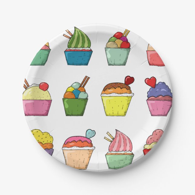 Cupcake Birthday Design Pappteller (Vorderseite)