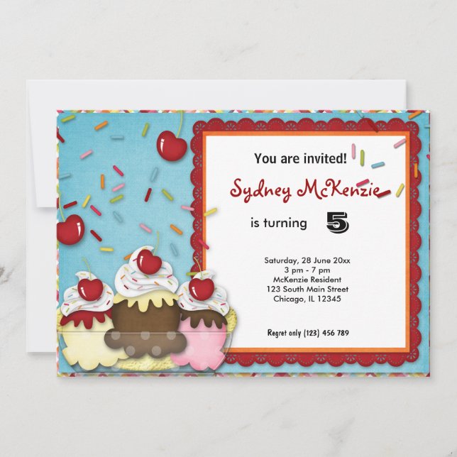 Cupcake Birthday Einladung (Vorderseite)