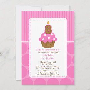 Cupcake Birthday Einladung 8. Geburtstag Rosa
