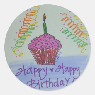 Cupcake Birthday Runder Aufkleber