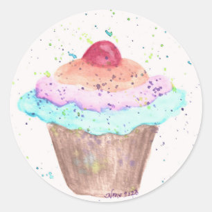 Cupcake Birthday Runder Aufkleber