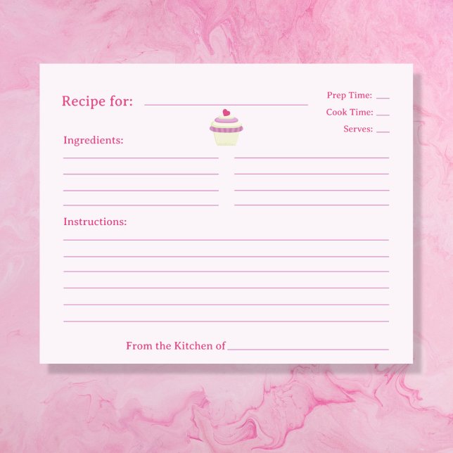 Cupcake Brautparty Rezept Card (Cupcake Bridal Shower Recipe Card)