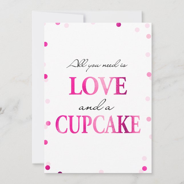 Cupcake Brautparty Sign | Rosa Magenta Confetti Einladung (Vorderseite)
