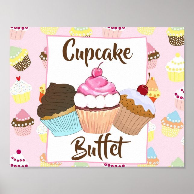 Cupcake Buffet Party Sign Poster (Vorne)