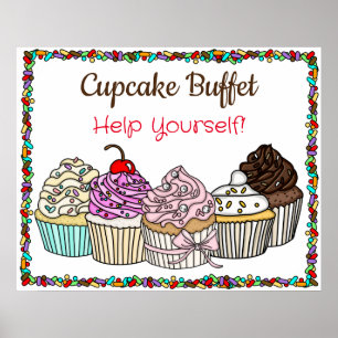 Cupcake Buffet   Schild mit Hochzeitsnahrung oder