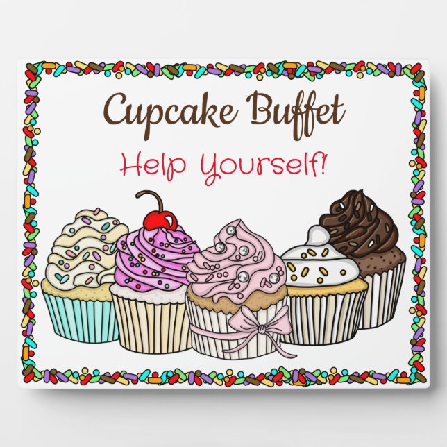 Cupcake Buffet | Schild mit Hochzeitsnahrung oder  Fotoplatte (Vorderseite)