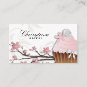 Cupcake Business Card Bäckerei Blume Niedlich Wei Visitenkarte