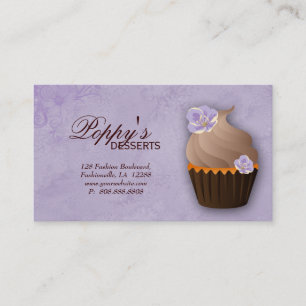 Cupcake Business Card Floral Lila Vintag Brown Visitenkarte