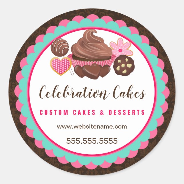 Cupcake Cake Pop Cookies Skalierte Banner Runder Aufkleber (Vorderseite)