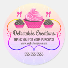 Cupcake Cake Pops Rainbow Dessert Bäckerei Box Sie Runder Aufkleber
