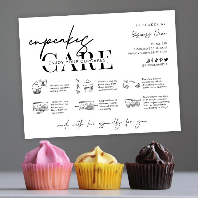 Cupcake Care Card Minimalist Bakery Thank You Card Dankeskarte (Von Creator hochgeladen)