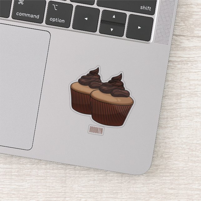 Cupcake Cartoon Illustration Aufkleber (Ausschnitt)