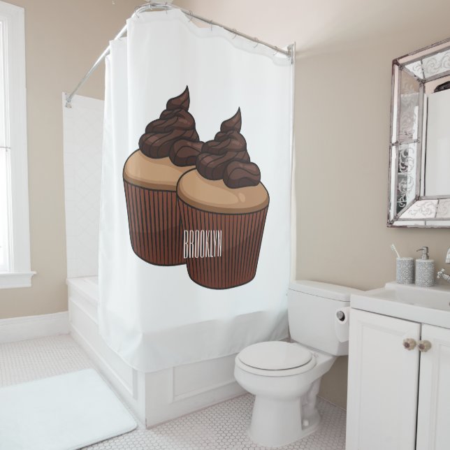 Cupcake Cartoon Illustration Duschvorhang (Beispiel)
