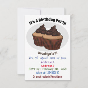 Cupcake Cartoon Illustration Einladung