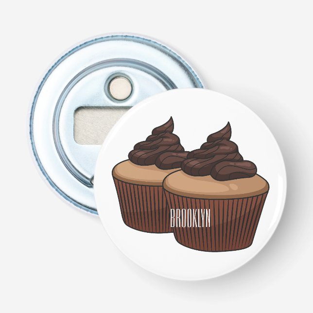 Cupcake Cartoon Illustration Flaschenöffner (Vorderseite)