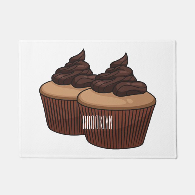 Cupcake Cartoon Illustration Fußmatte (Vorderseite)