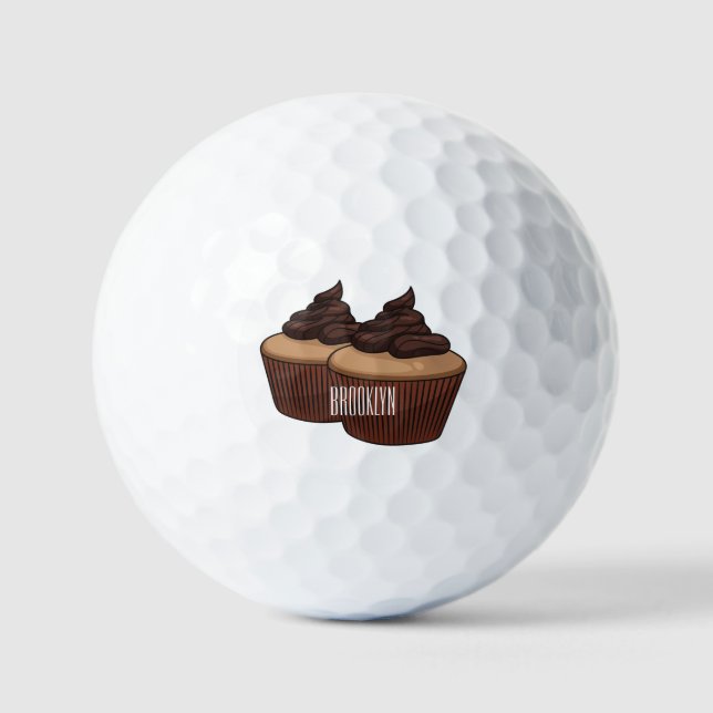 Cupcake Cartoon Illustration Golfball (Vorderseite)